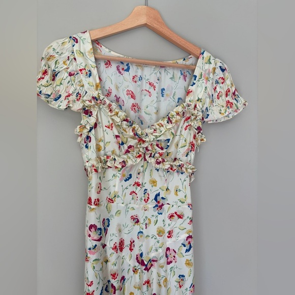 NEW DOEN Valerine SIlk Blend Dress Windswept Blooms Cream Floral | US XS - Picture 9 of 17